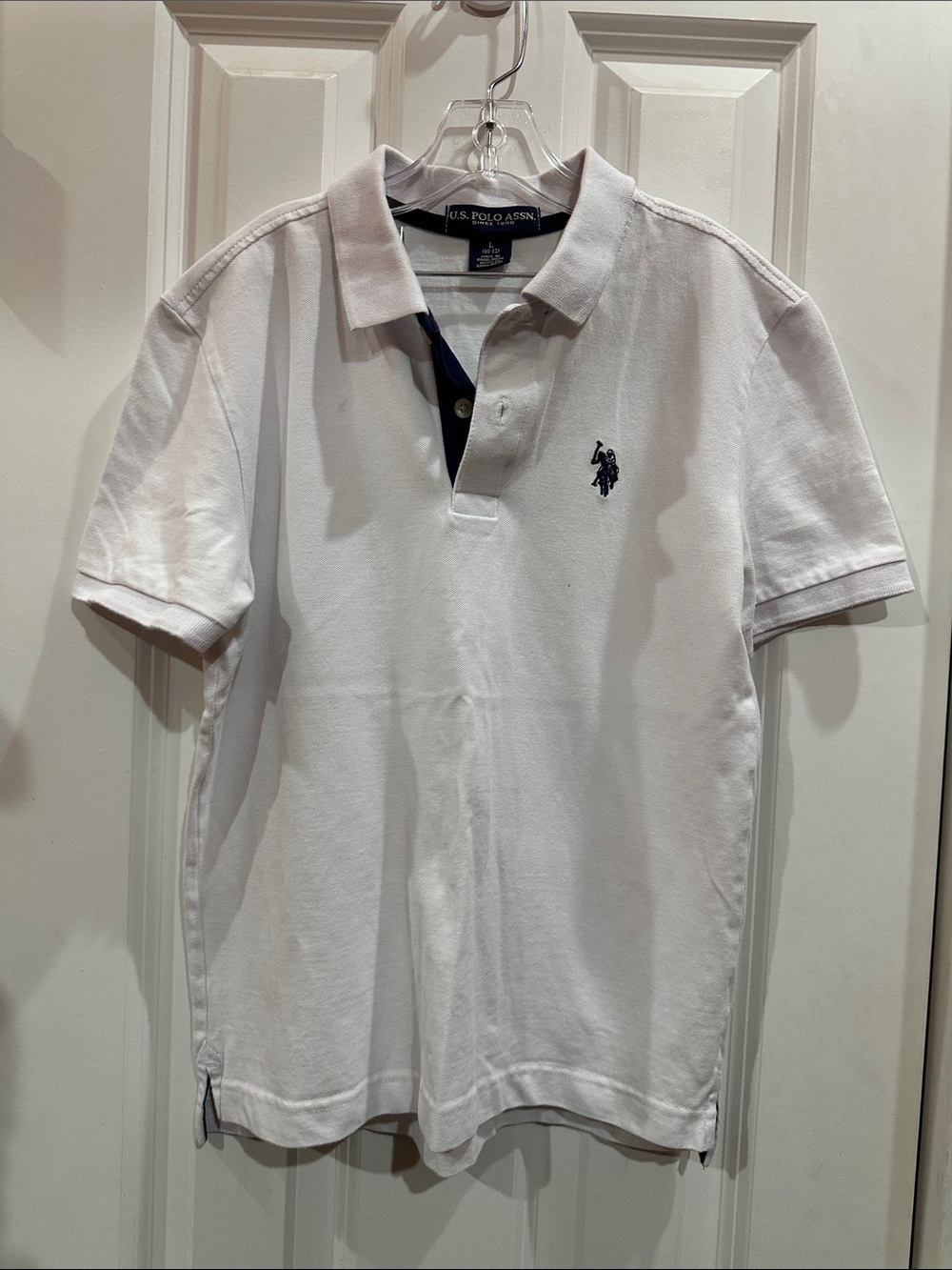 U.S. Polo Assn. White Polo kids with Navy Placket size 10-12